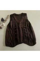 Rustic Cable Knit Button Vest