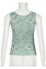 Sage Green Floral V-Neck Top