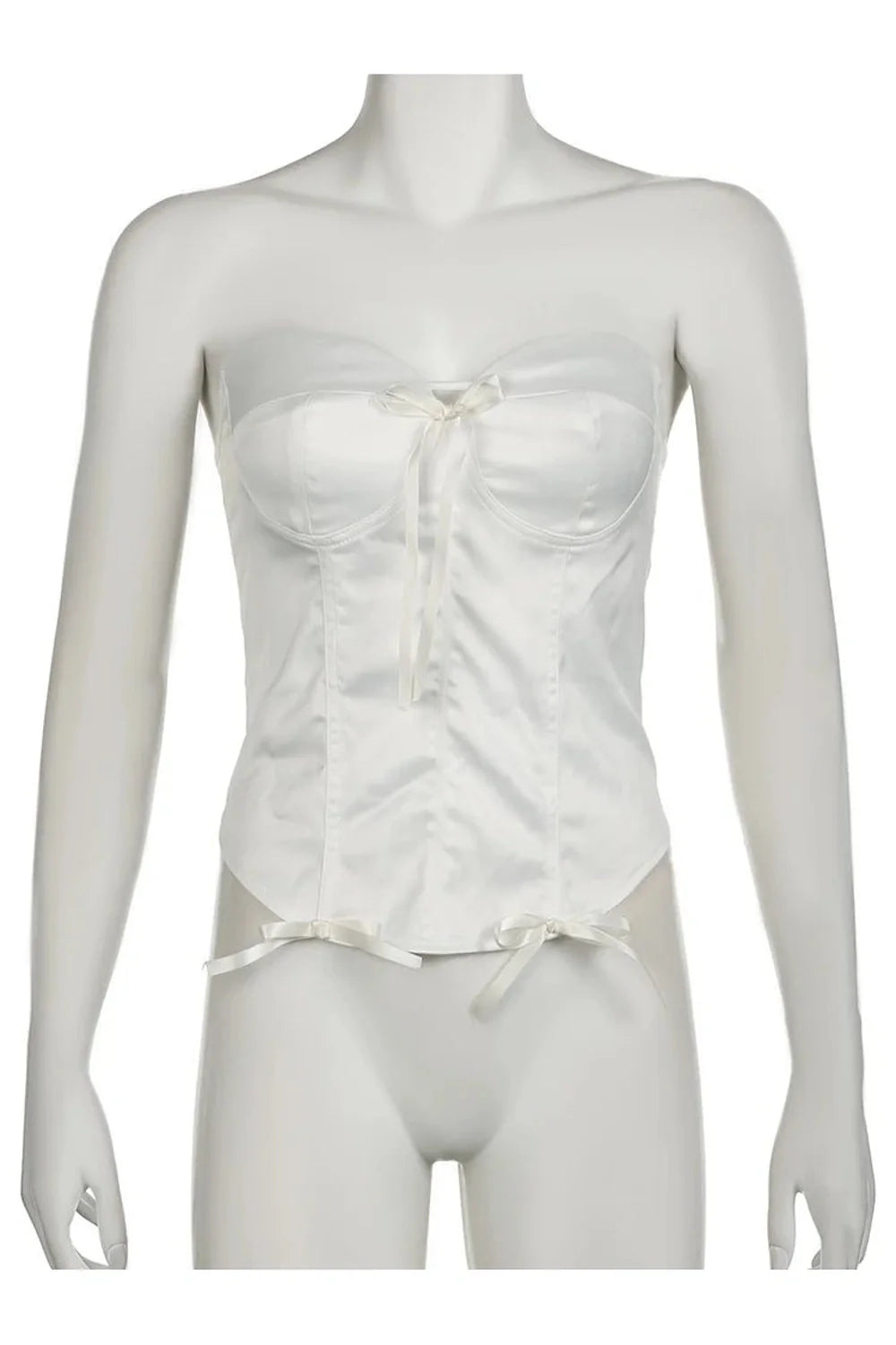 Satin Lace-Up Bustier Top