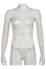 Satin Lace-Up Bustier Top