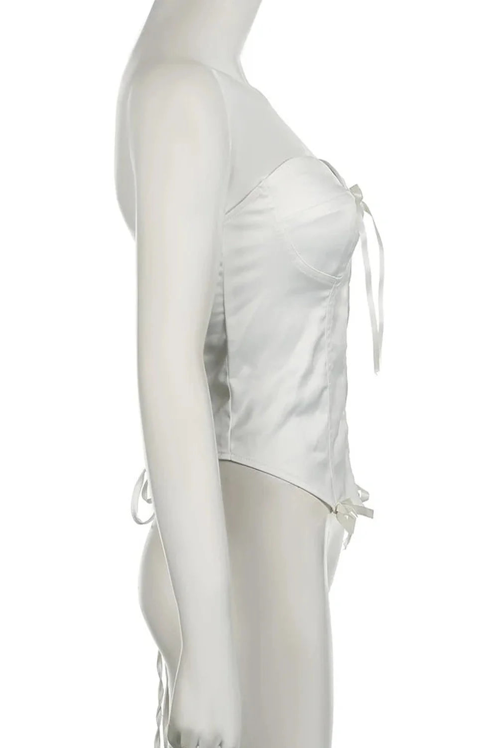 Satin Lace-Up Bustier Top