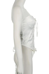 Satin Lace-Up Bustier Top