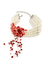 Collier ras du cou en perles écarlates