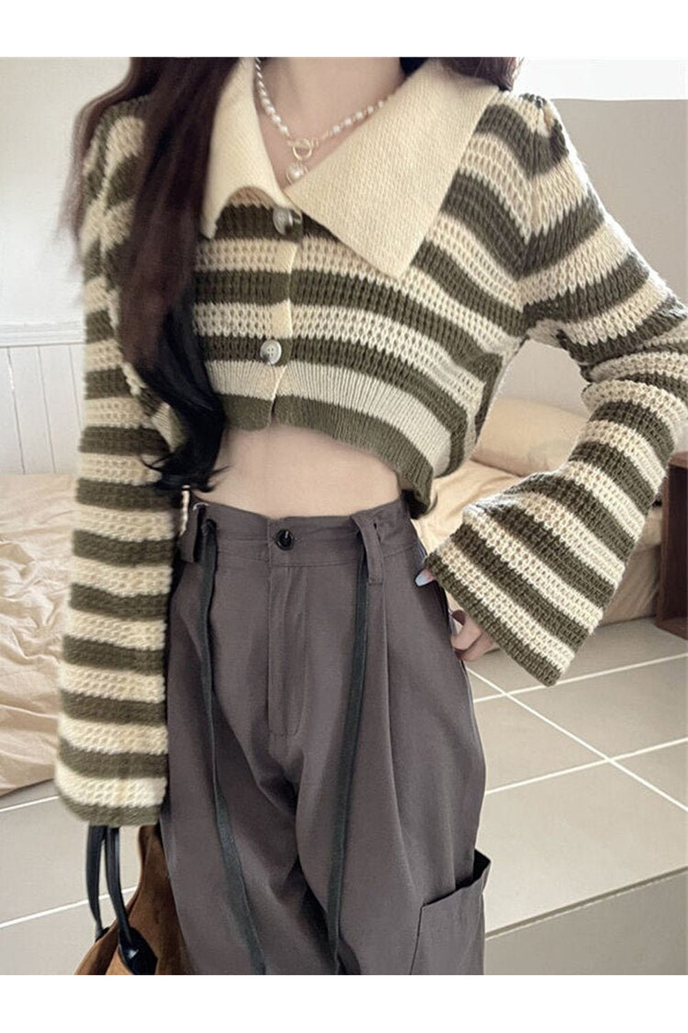 Fall Sexy Striped Flare Cardigan