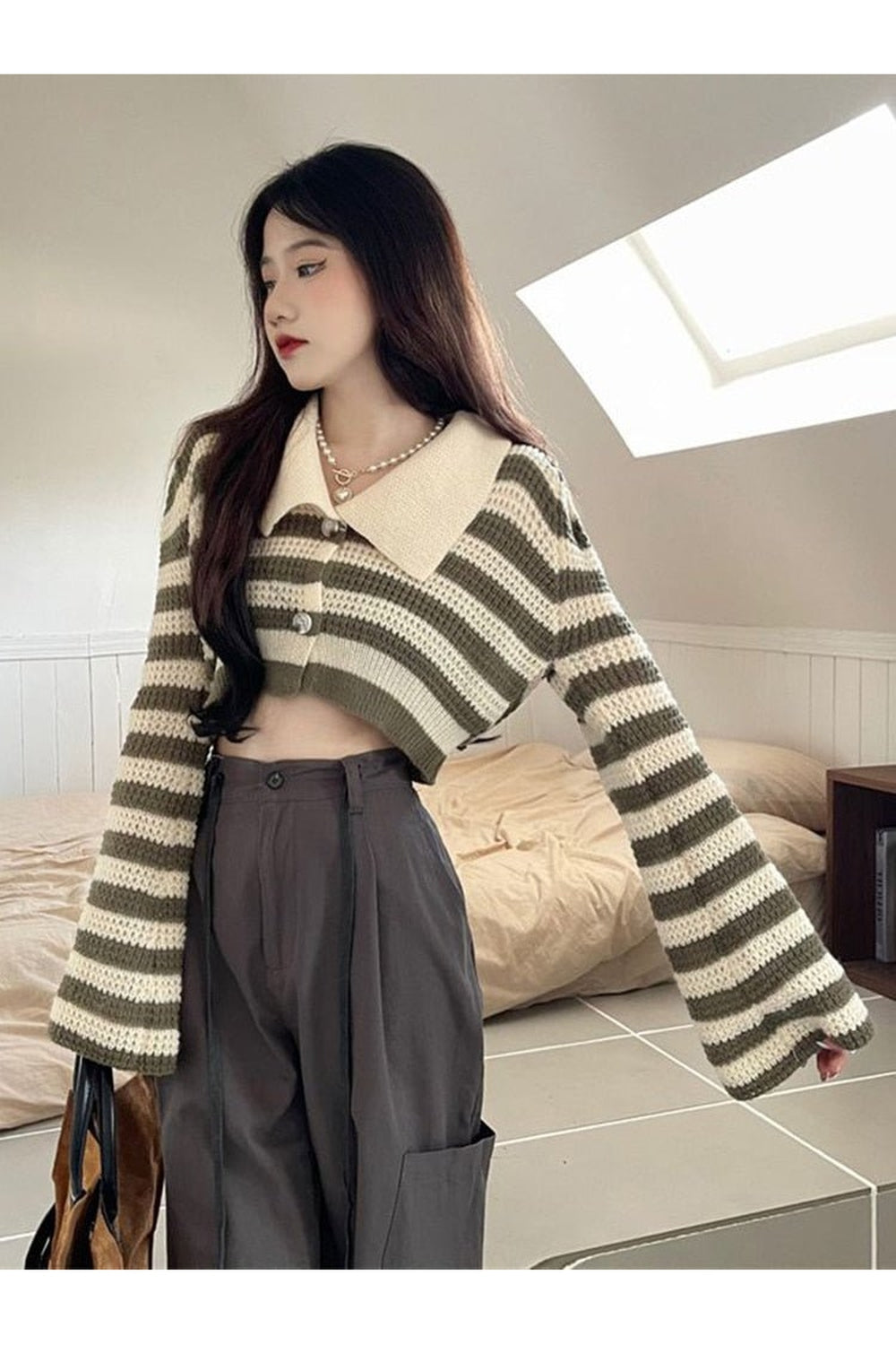 Fall Sexy Striped Flare Cardigan