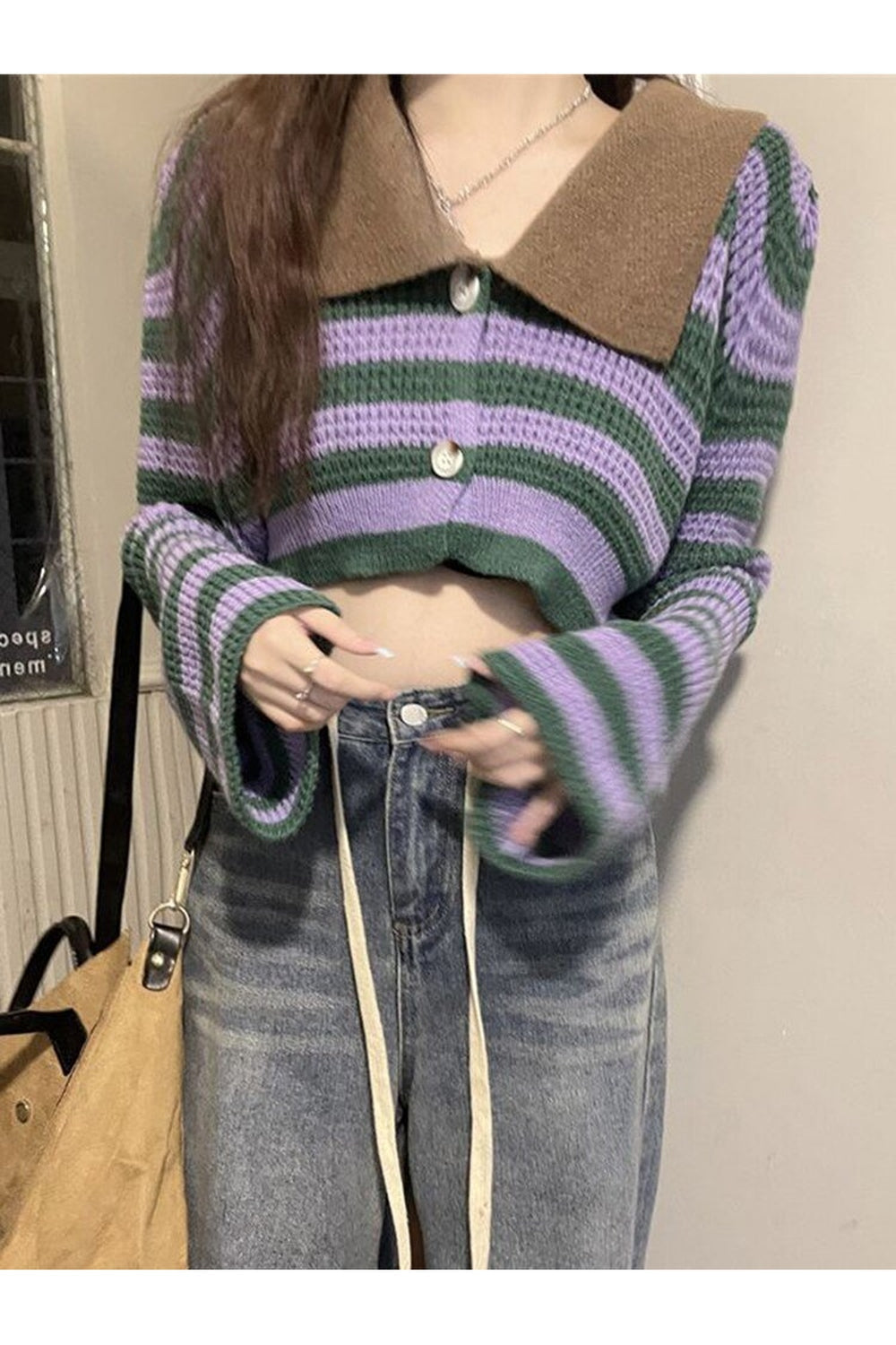 Fall Sexy Striped Flare Cardigan