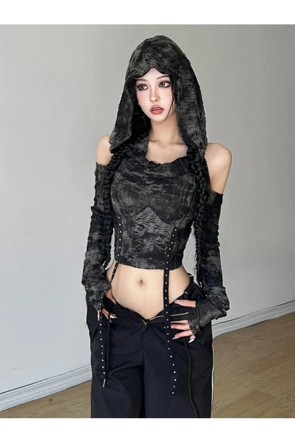 Fall Shadow Cloak Crop Hoodie