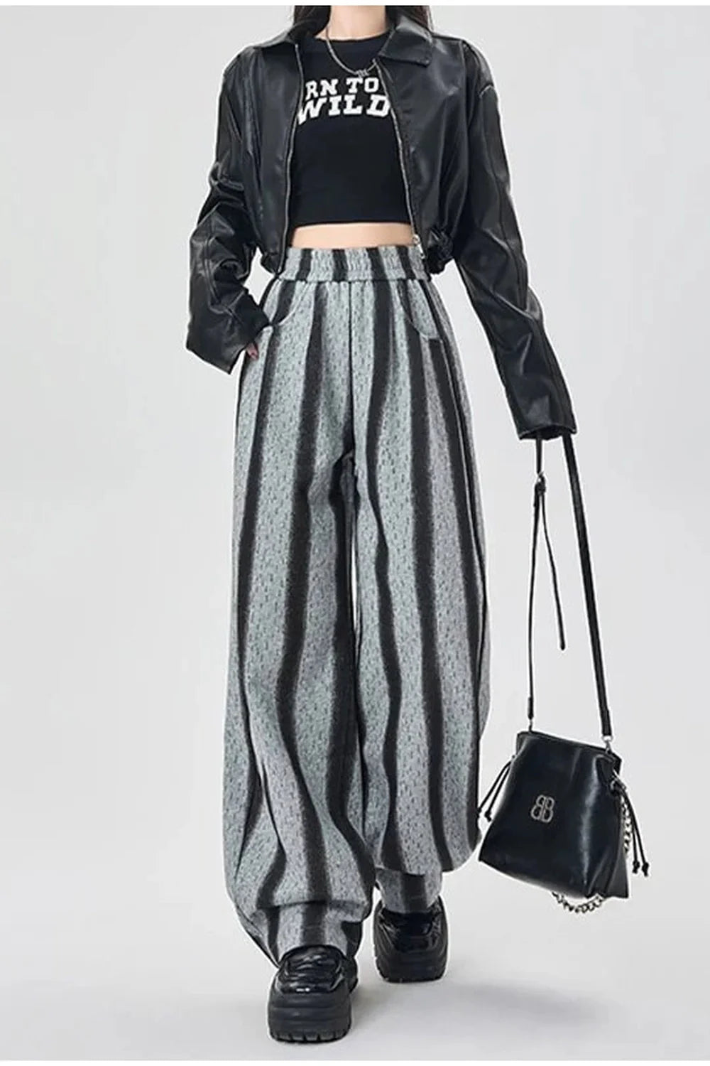 Shadow Stripe Wide-Leg Pants