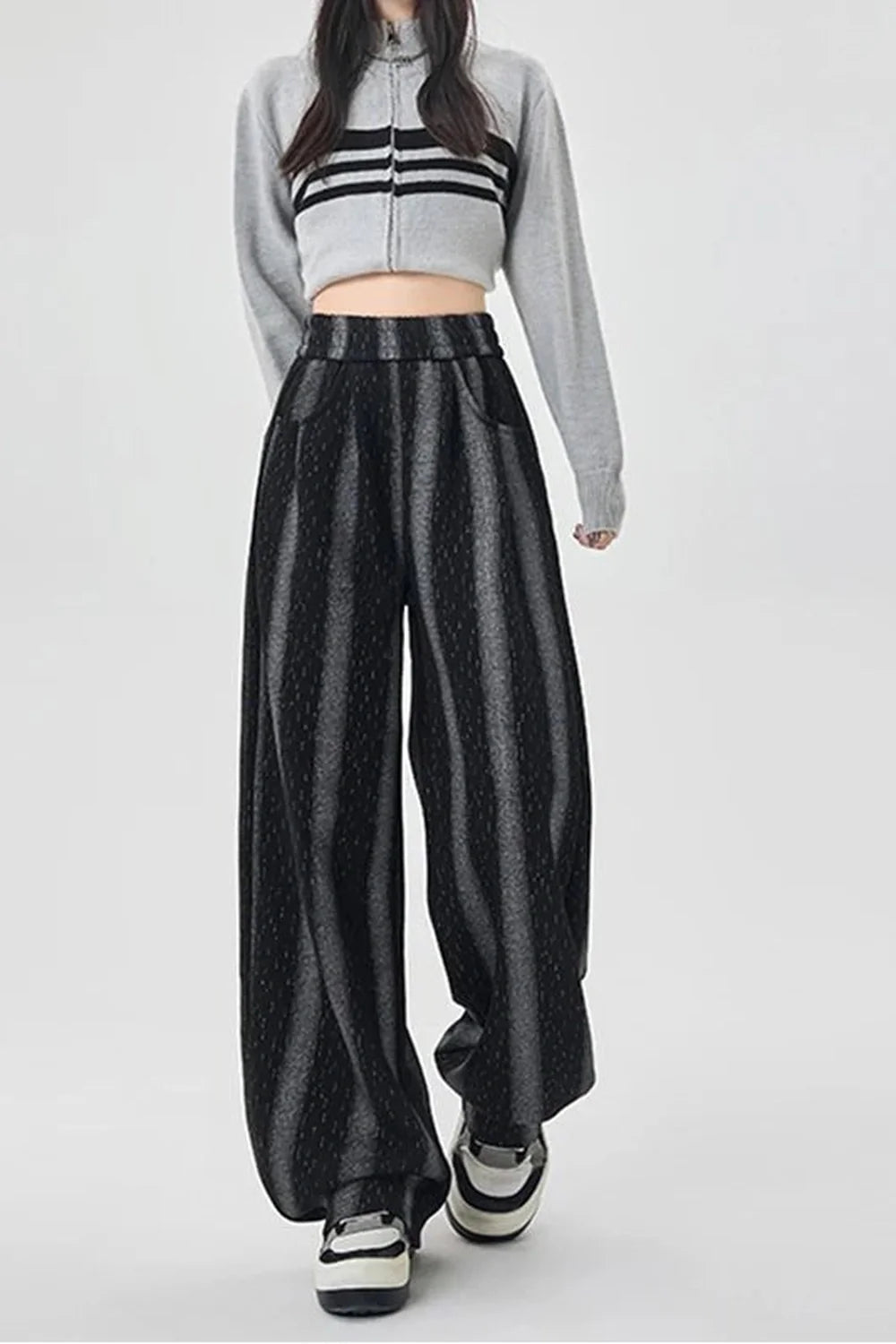 Shadow Stripe Wide-Leg Pants