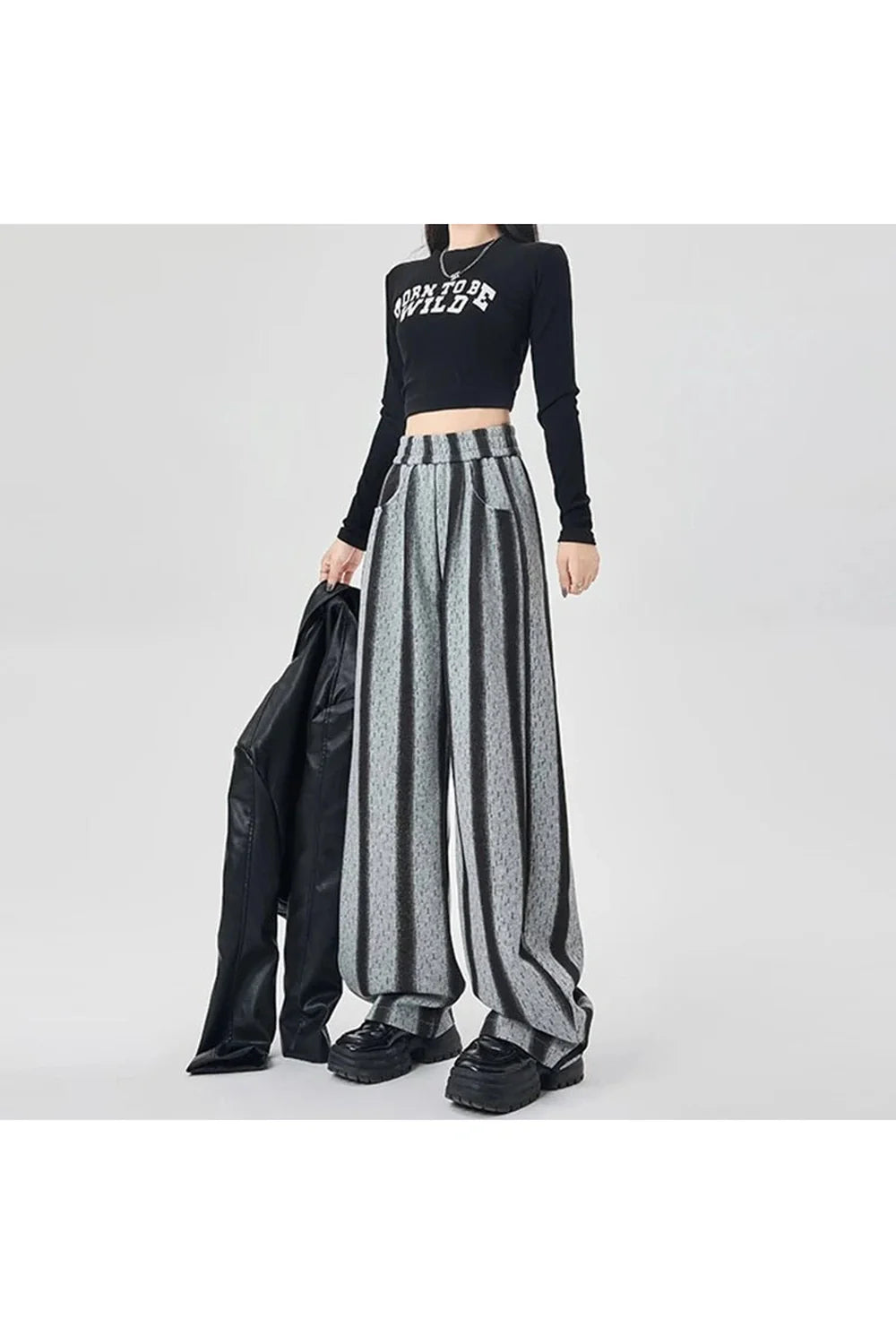 Shadow Stripe Wide-Leg Pants