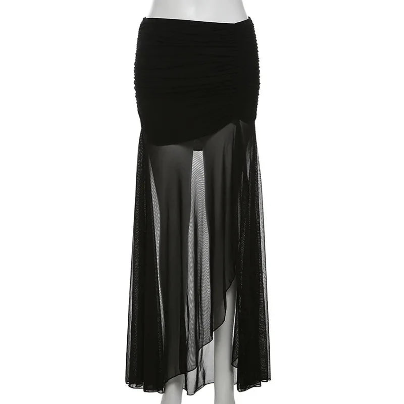 Shadow Veil Sheer Maxi Skirt