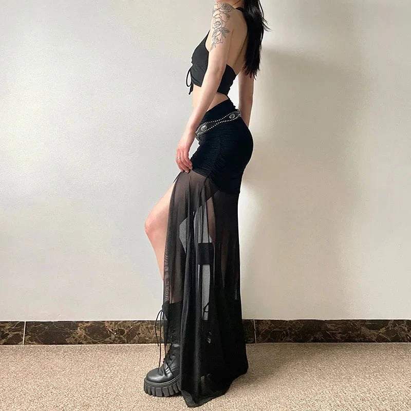 Shadow Veil Sheer Maxi Skirt