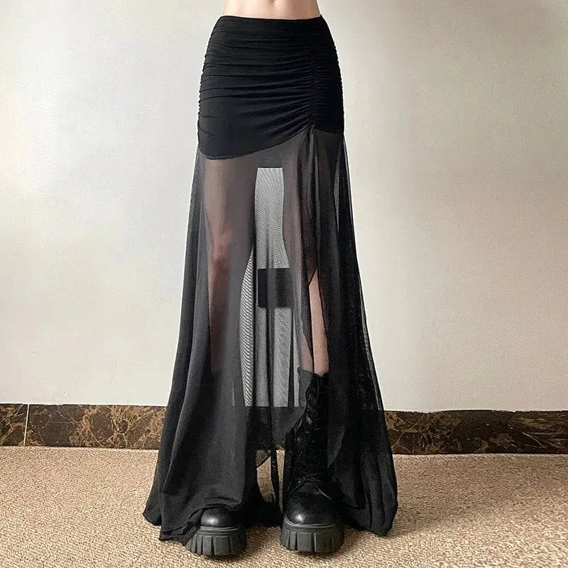 Shadow Veil Sheer Maxi Skirt