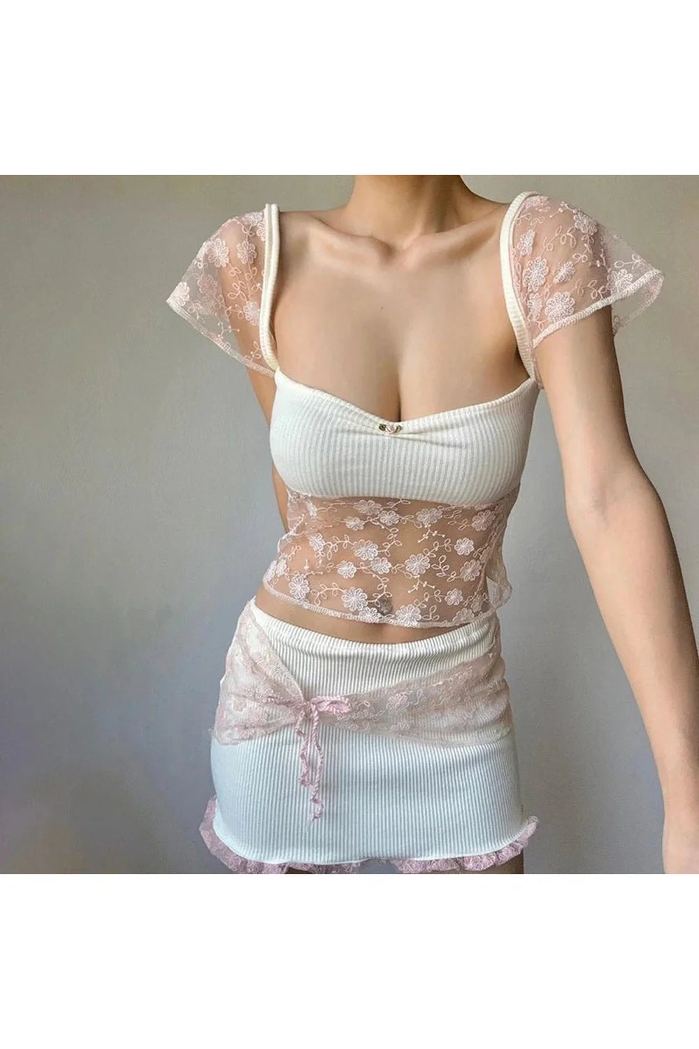 Sheer Blossom Lace Crop Top