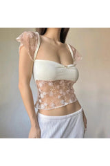 Sheer Blossom Lace Crop Top