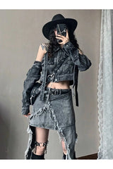 Fall Shredded Chaos Denim Set