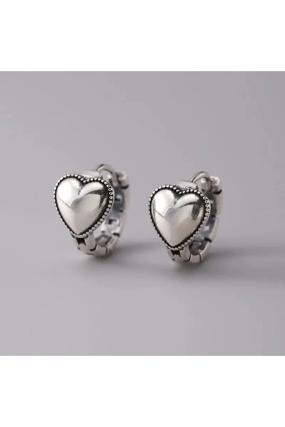 Silver Heart Ring Earrings