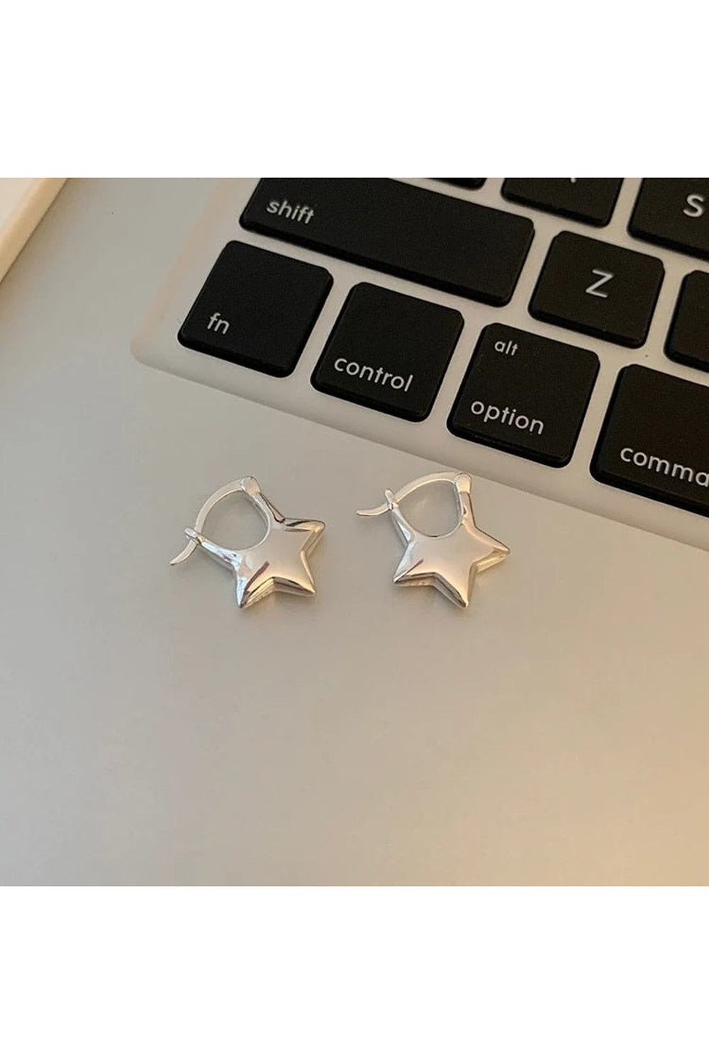 Silver Needle Star Stud Earrings