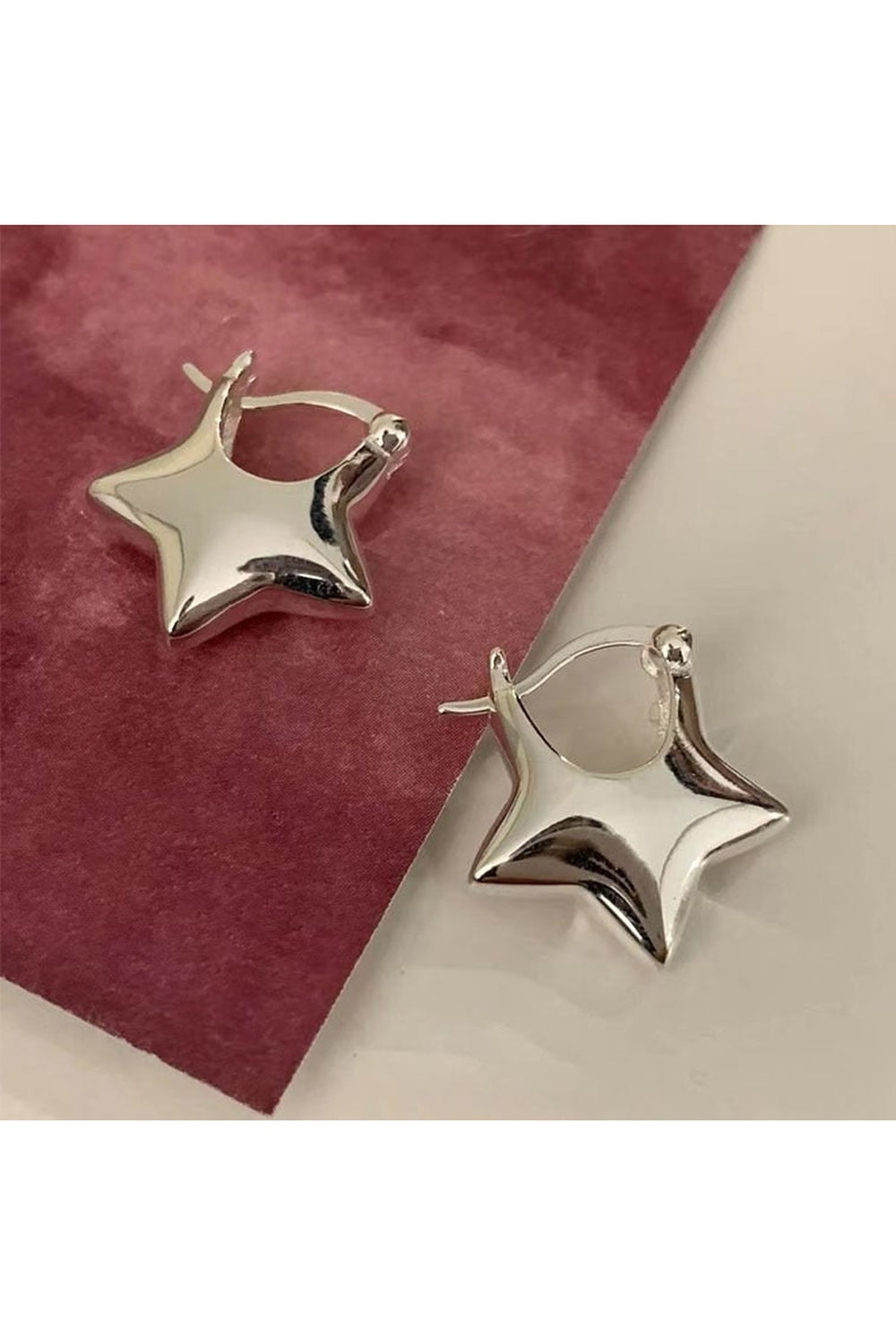 Silver Needle Star Stud Earrings