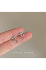 Silver Needle Star Stud Earrings