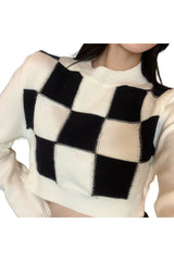 Fall Skate Girl Checkerboard Sweater