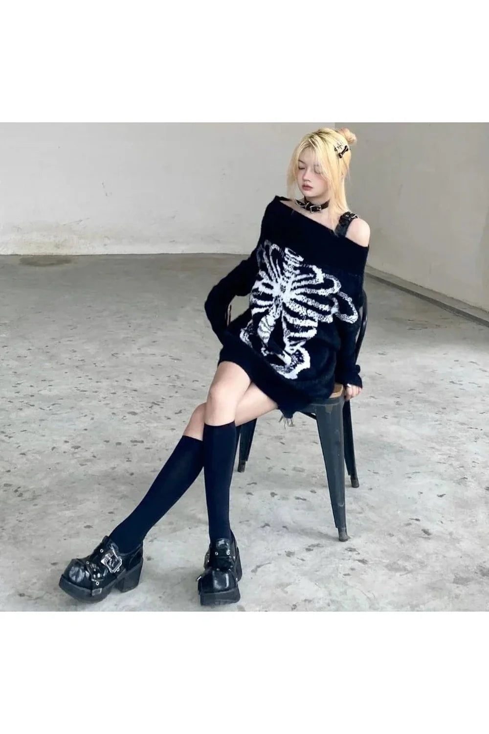 Skeleton Shadow Oversized Sweater