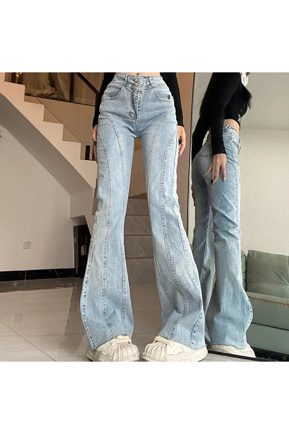 Skywave Stitch Flare Jeans