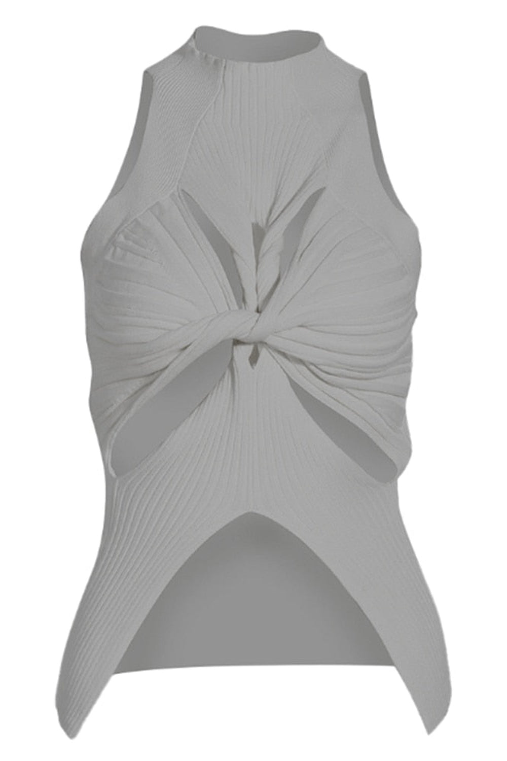 Sleeveless white t-shirt with slit
