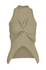 Sleeveless white t-shirt with slit