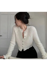 Soft Ribbed Cropped Cardigan