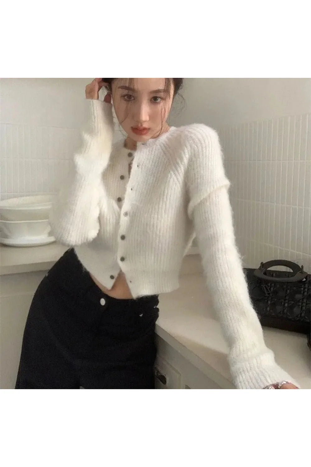 Soft Ribbed Cropped Cardigan