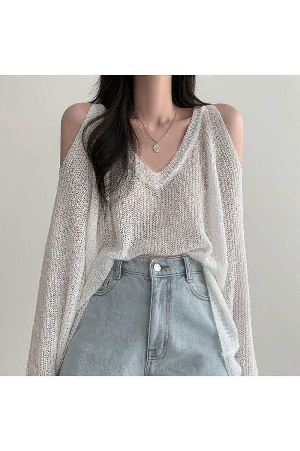 Fall Solid Hollow Out Slim Sweater