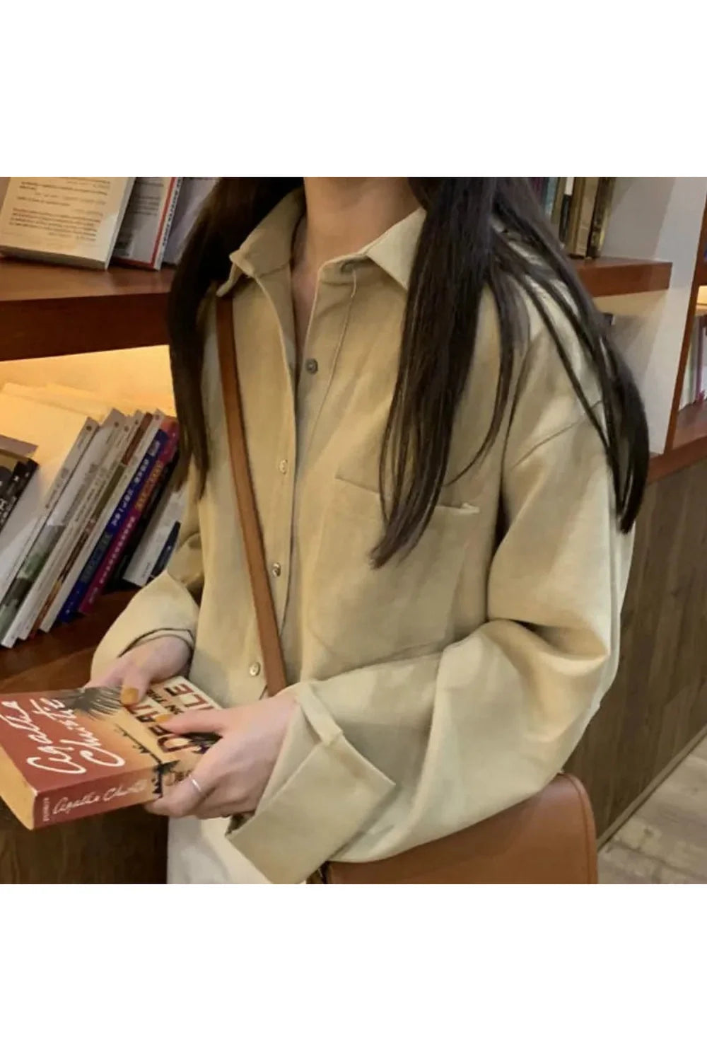 Harajuku-Hemd mit einfarbiger Tasche