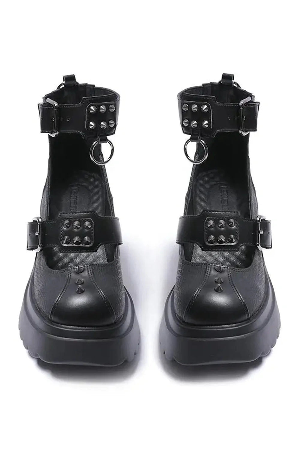 Spiked Ankle Strap Platform Heels