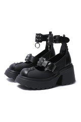 Spiked Ankle Strap Platform Heels