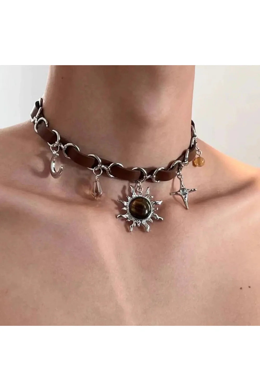 Spiked Heart Chain Choker