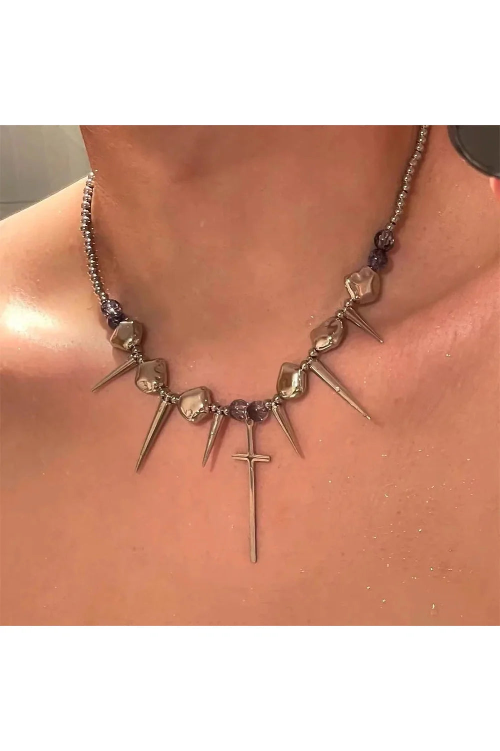 Spiked Heart Chain Choker