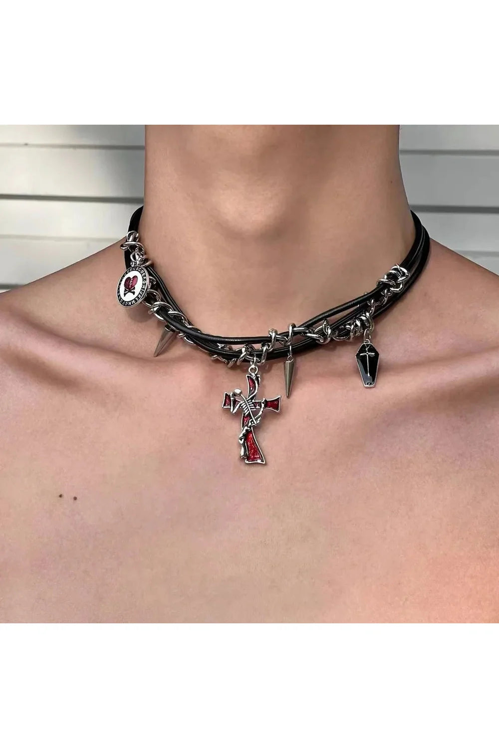 Spiked Heart Chain Choker