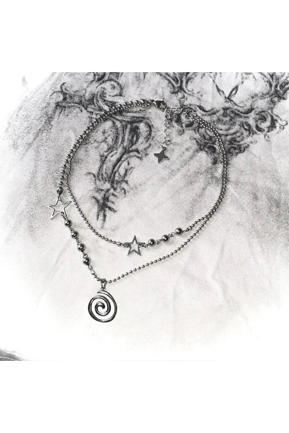 Spiral Pendant Layered Choker