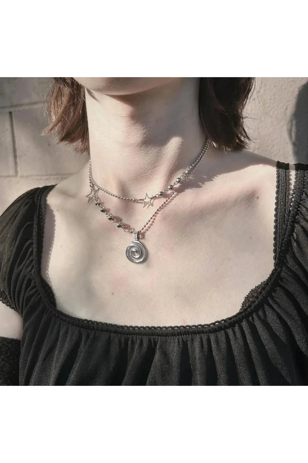 Spiral Pendant Layered Choker