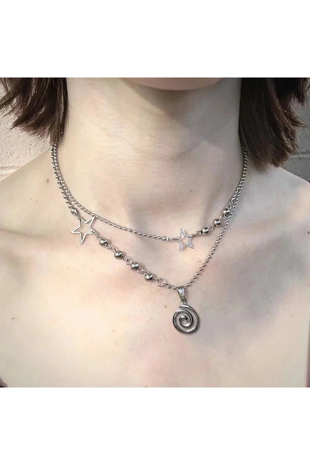 Spiral Pendant Layered Choker