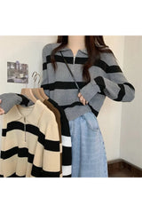 Spring Striped Patchwork Knit Pullover