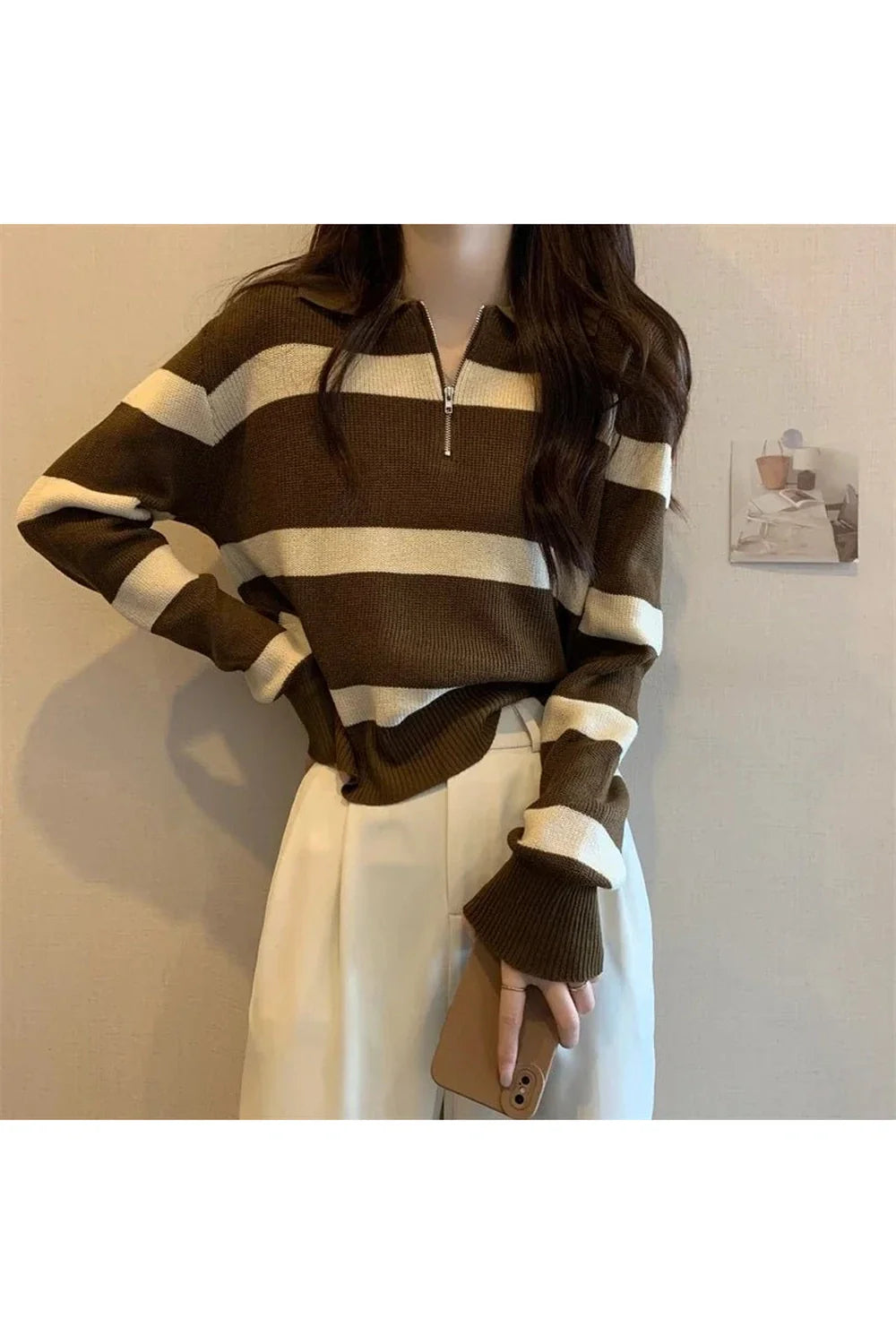 Spring Striped Patchwork Knit Pullover