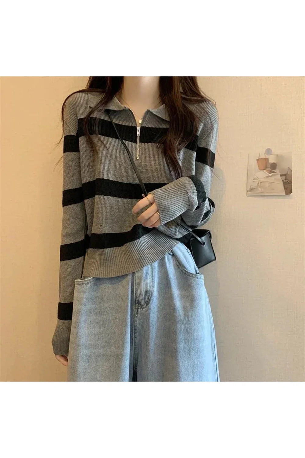 Spring Striped Patchwork Knit Pullover