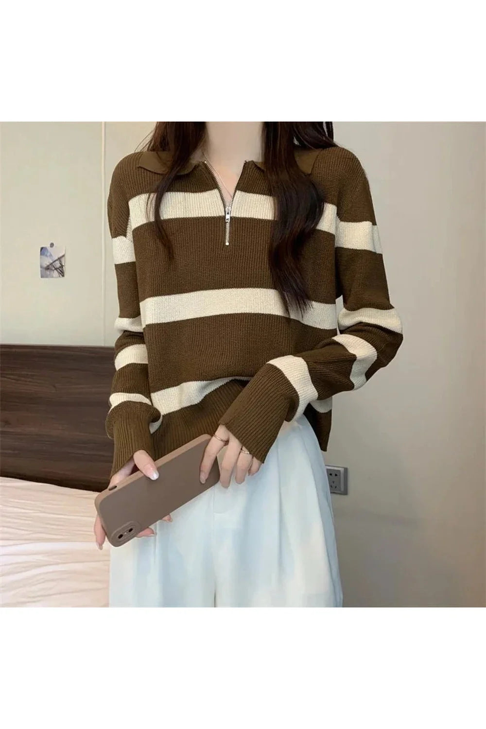 Spring Striped Patchwork Knit Pullover