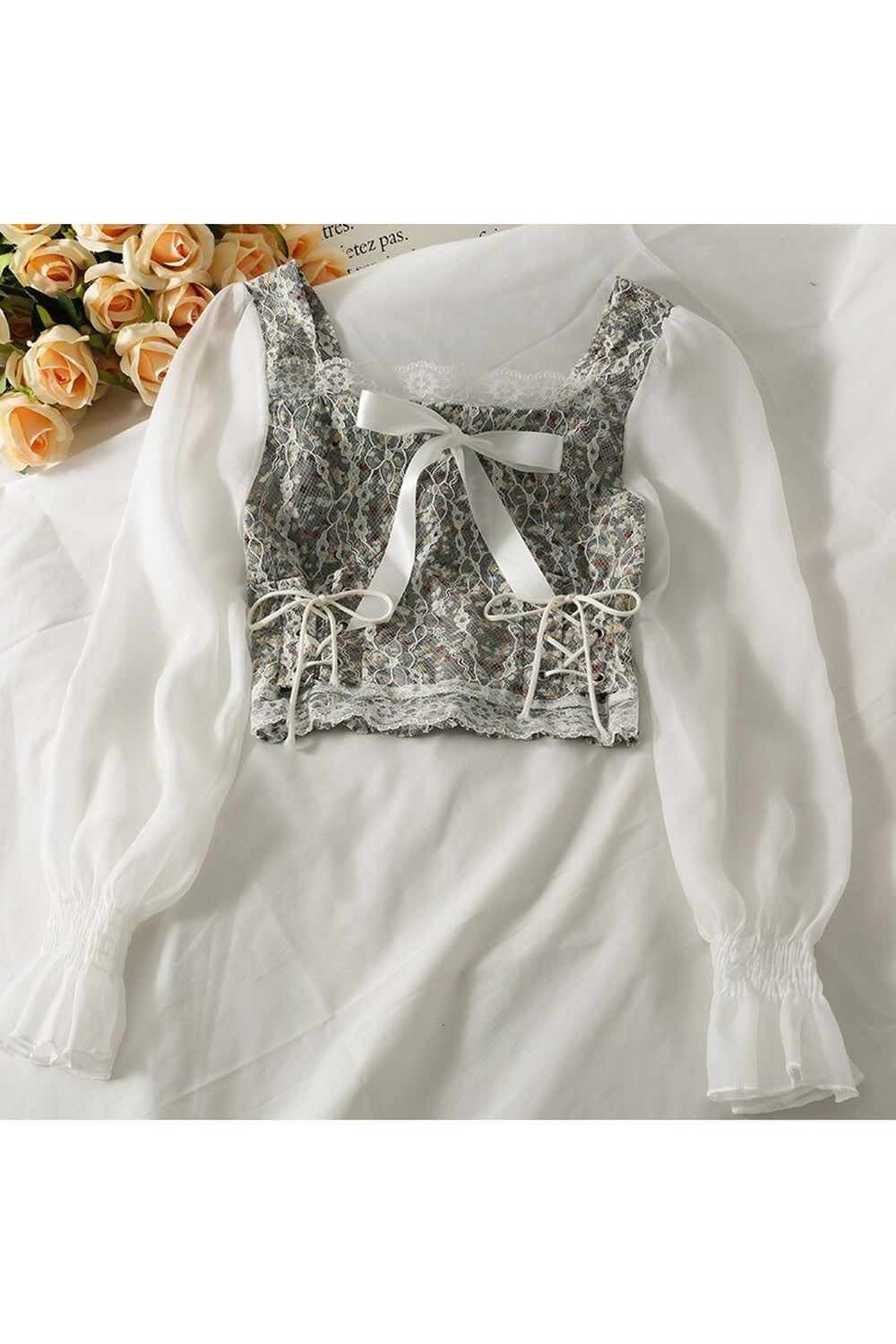 Square Collar Lace Blouse