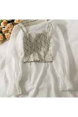 Square Collar Lace Blouse