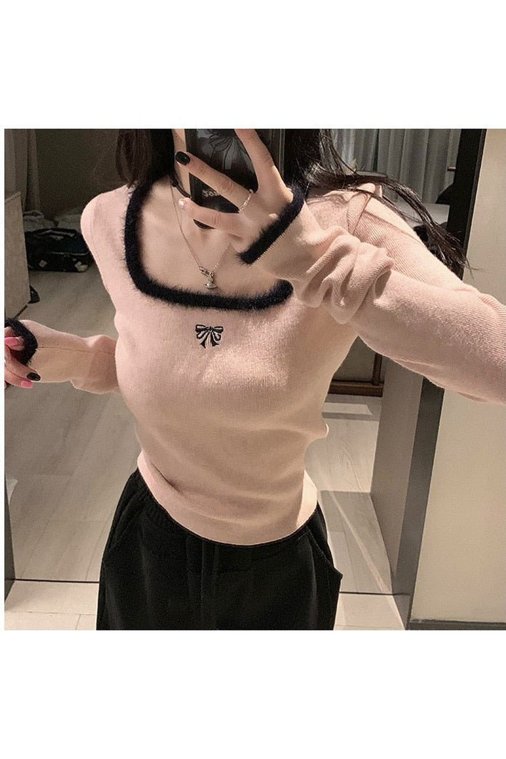 Square Collar Slim Crop Top