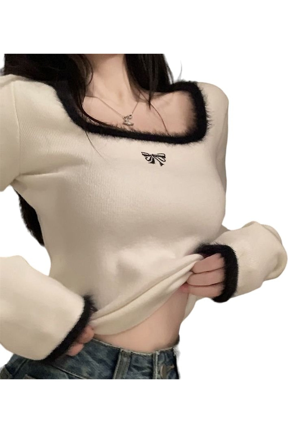 Square Collar Slim Crop Top