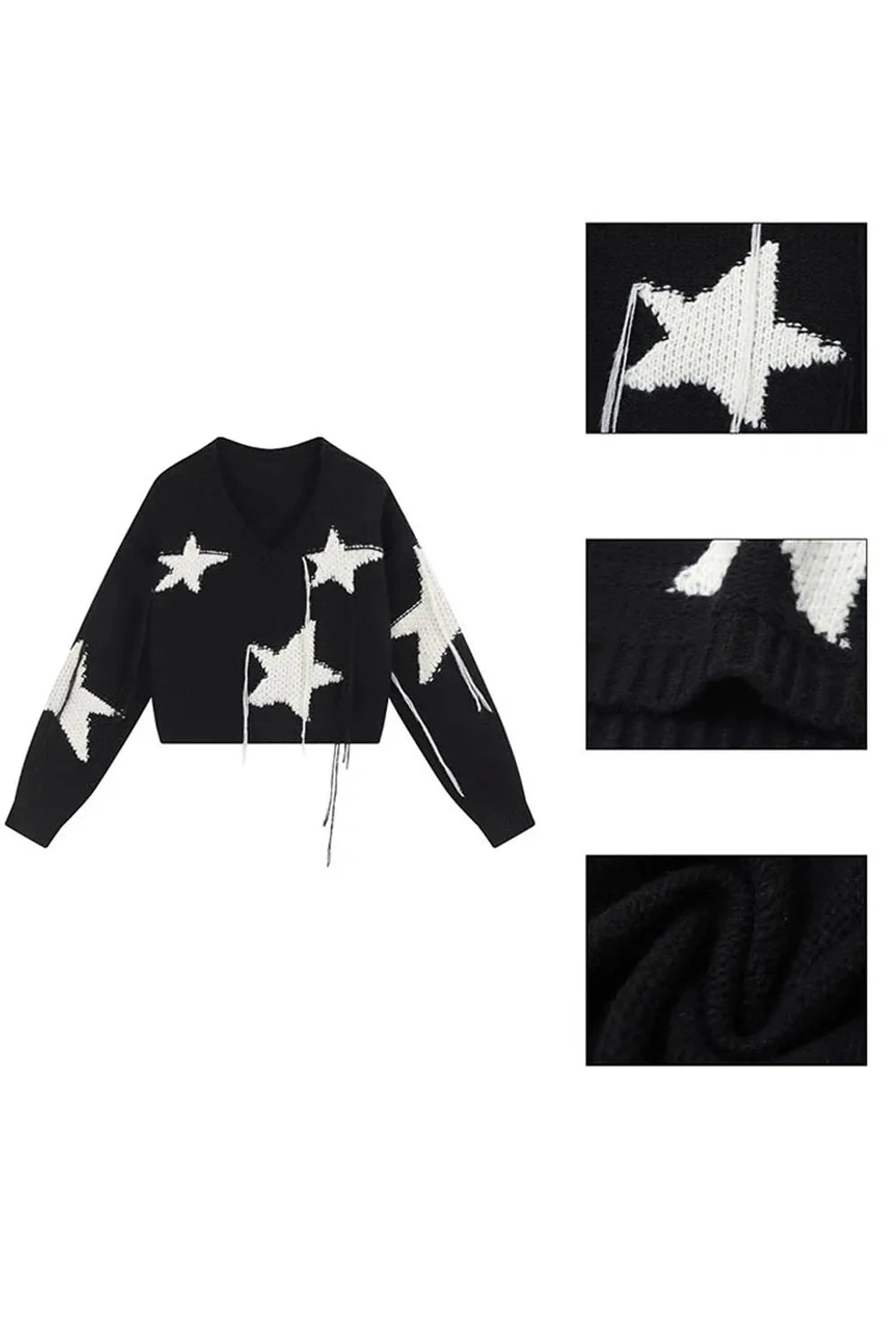 Fall Acubi Star Print Cropped Sweater